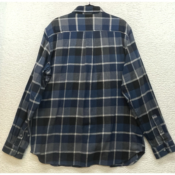 Eddie Bauer Shirt Mens XL Tall Blue Black Plaid Flannel Outdoor Cabin Lumberjack - Picture 2 of 11